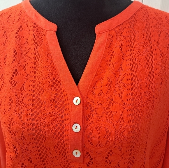 Style & Co Cherry Ted Crocheted Tunic With Tab Sleeves    Size XL - Picture 2 of 9